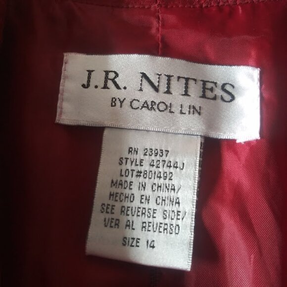 J.R. Nites by Carol Lin Red Blouse women's size 14 - Picture 15 of 16